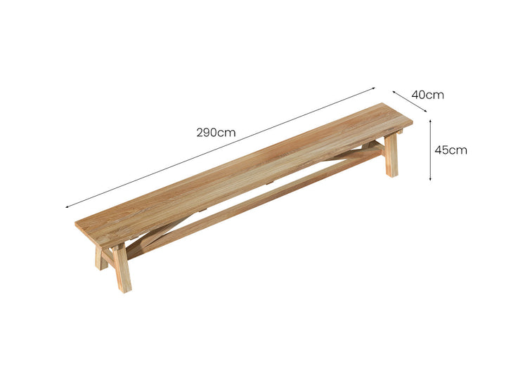 Titan Outdoor Teak Dining Bench Seat 290cm