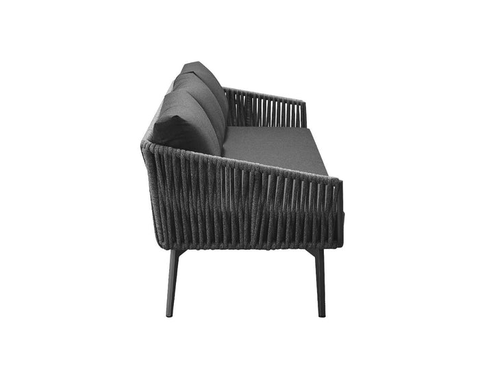 Kereru Aluminium and Rope Outdoor 3 seaters sofa Colour: Grey