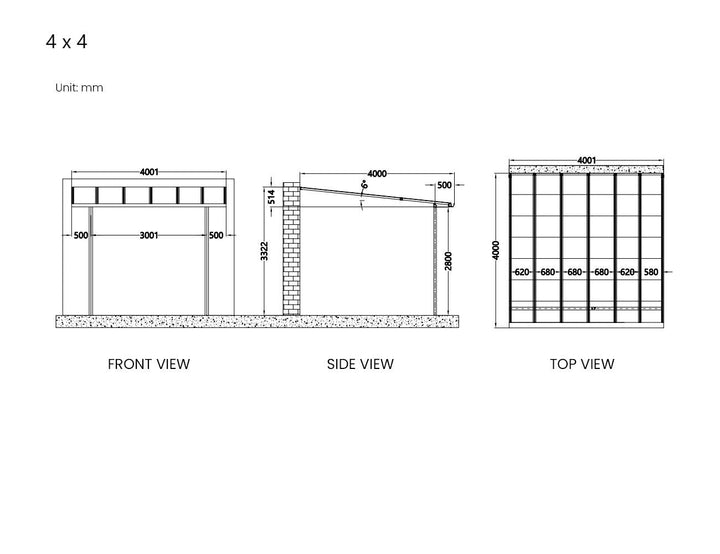 Urban Premier Patio Cover Size: 4 x 4m Colour: Grey / Light Grey