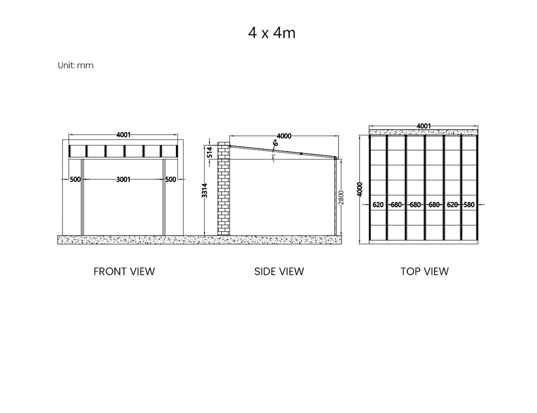 Urban Wall Mounted Patio Cover Collection Size: 3 x 3m Colour: Grey / Light Grey