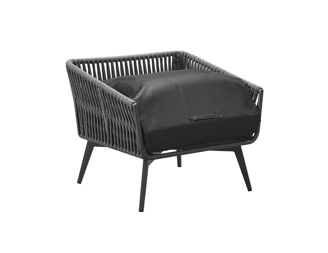 Kereru Aluminium and Rope Outdoor Armchair Colour: Grey