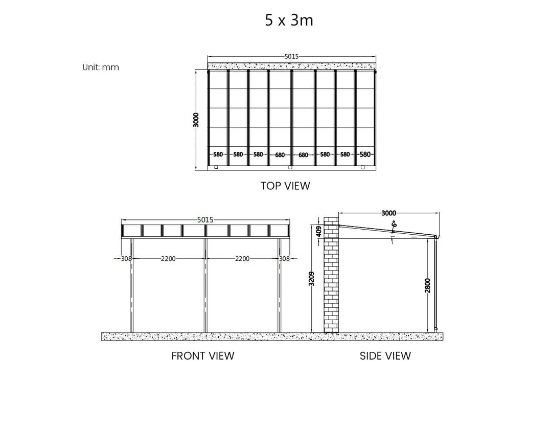 Urban Wall Mounted Patio Cover Collection Size: 3 x 3m Colour: Grey / Light Grey