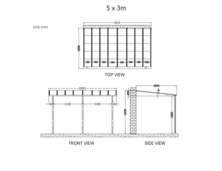 Urban Wall Mounted Patio Cover Collection Size: 3 x 3m Colour: Grey / Light Grey