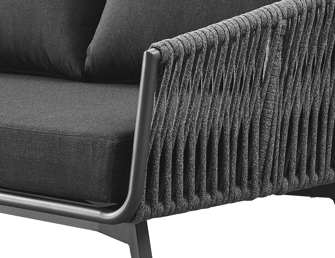 Kereru Aluminium and Rope Outdoor 3 seaters sofa Colour: Grey