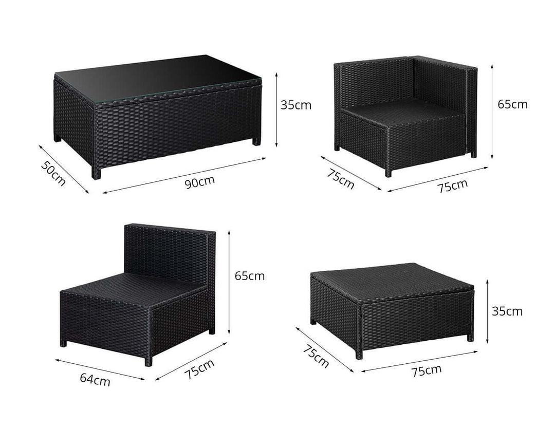 5pc Outdoor PE Rattan Corner Sofa Set