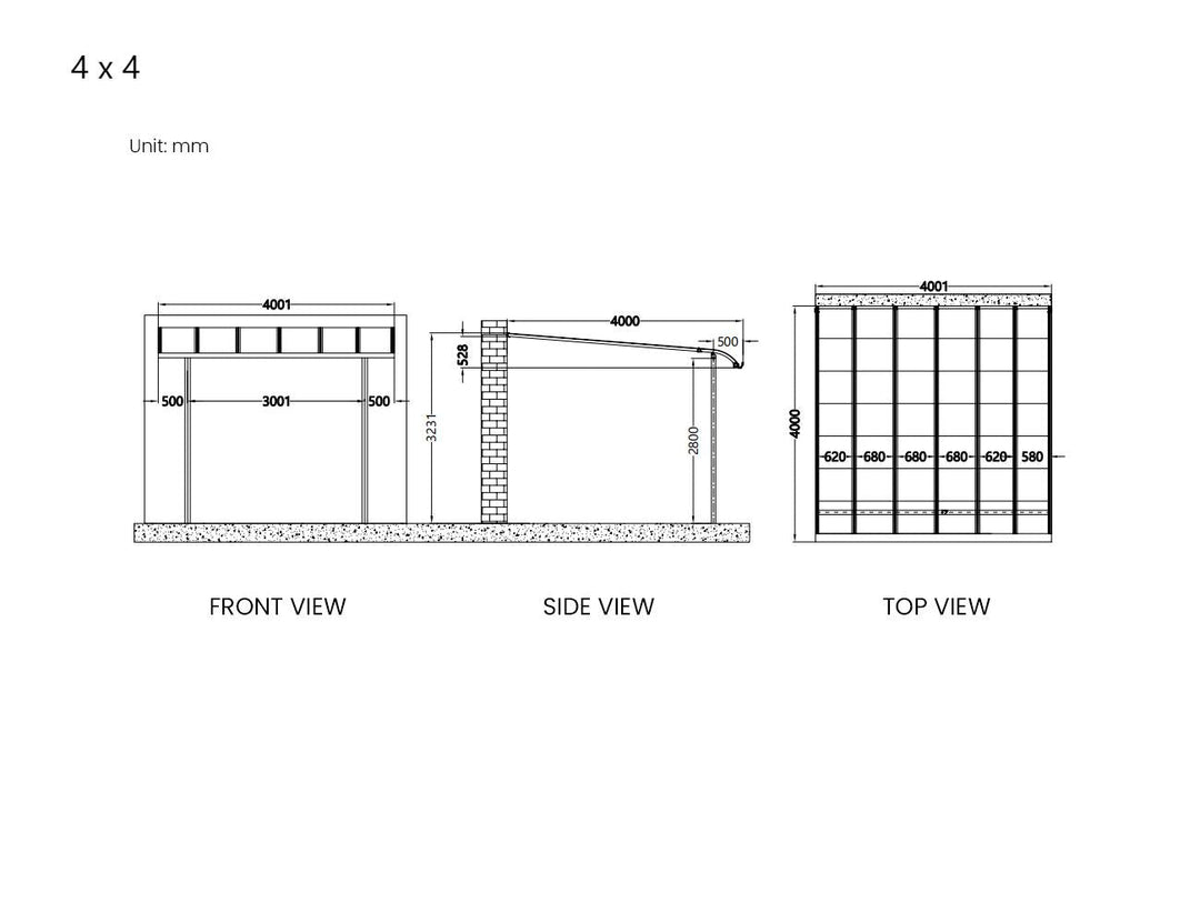 Country Premier Patio Cover Size: 4 x 4m Colour: Grey / Light Grey