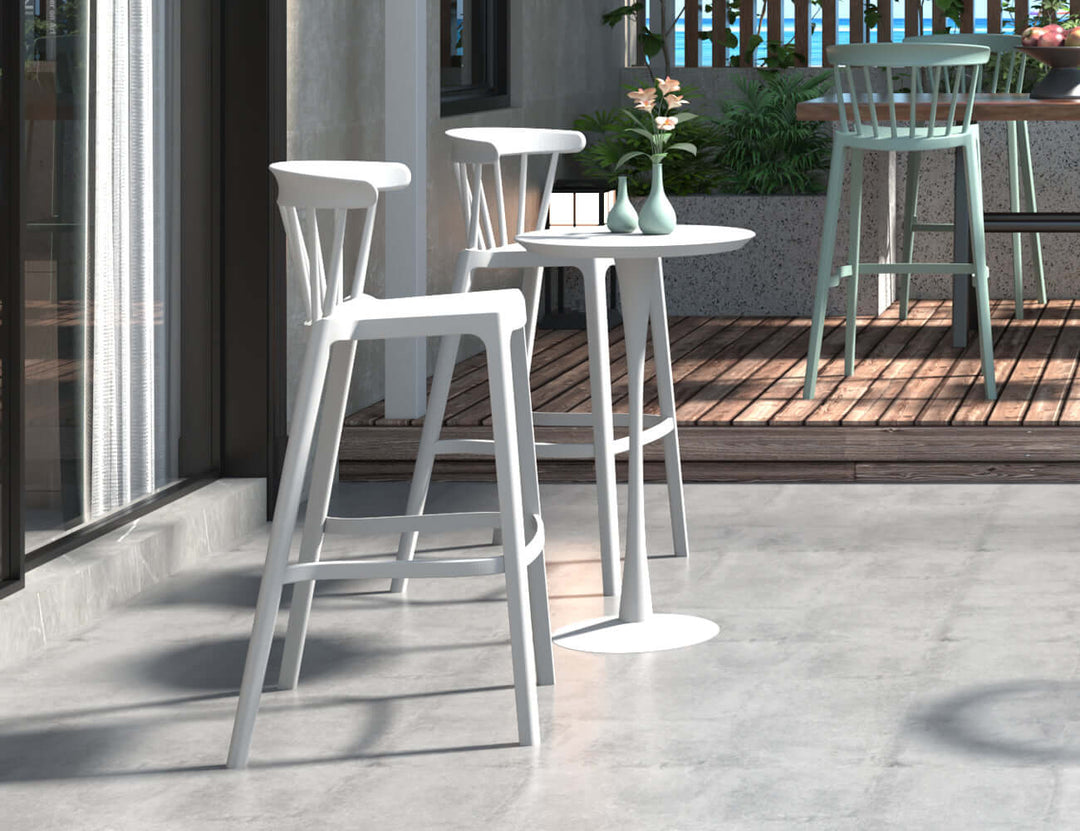 Aria Outdoor Patio Bar Chair Colour: White