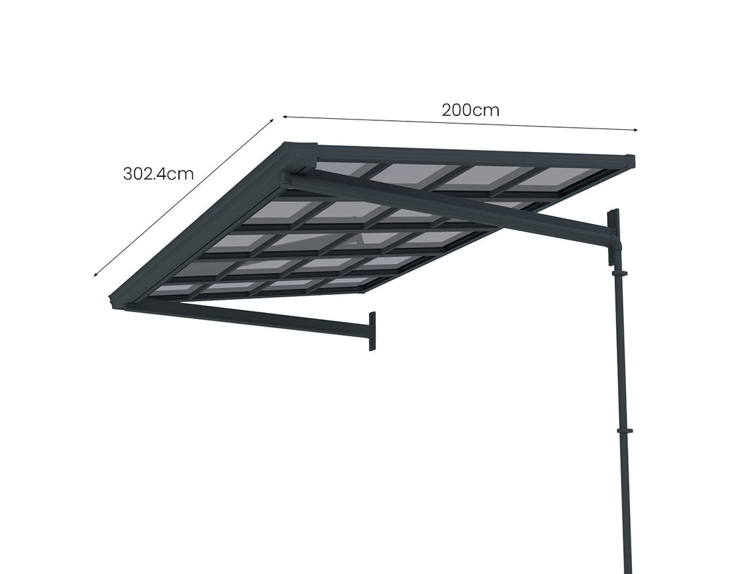 City Window / Door Awning Canopy Collection Size: 2 x 1.5m Frame Colour: Grey