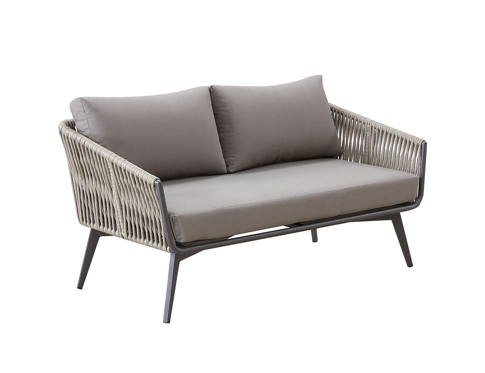 Kereru Aluminium and Rope Outdoor Loveseat Colour: Taupe