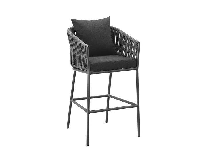 Kereru Aluminium and Rope Outdoor Bar Chair Colour: Grey