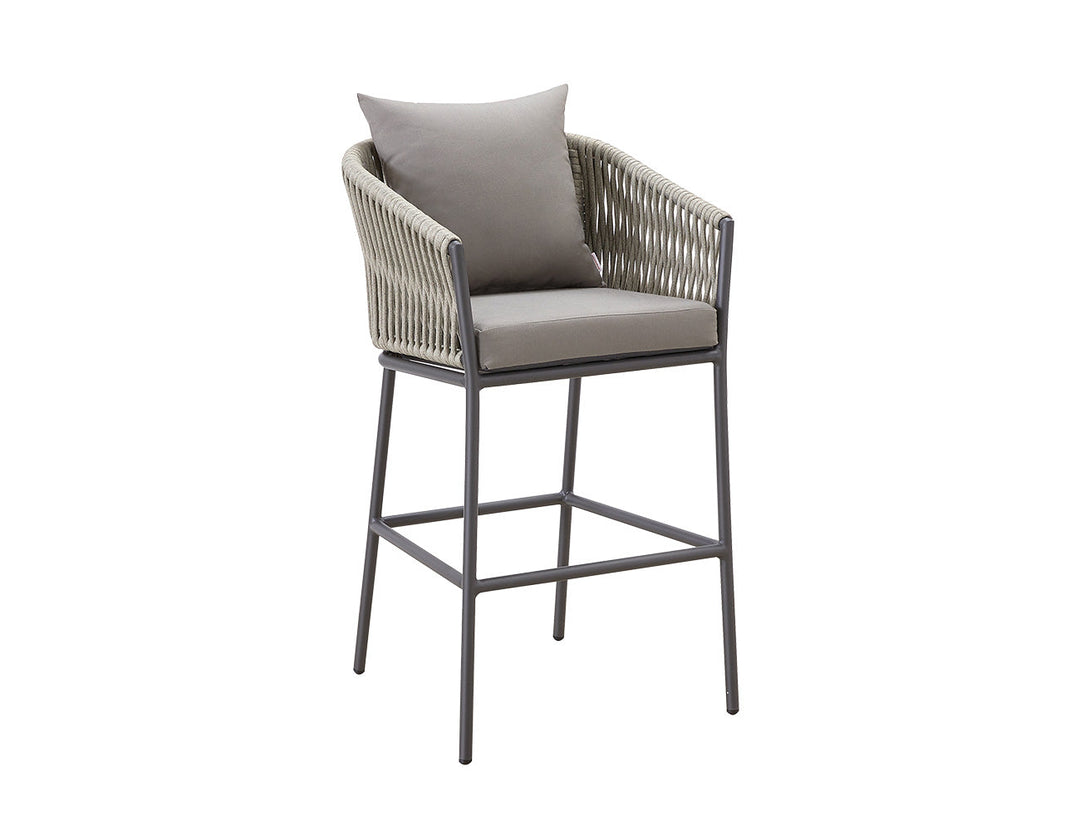 Kereru Aluminium and Rope Outdoor Bar Chair Colour: Taupe