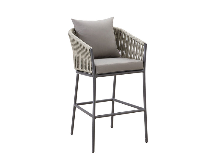 Kereru Aluminium and Rope Outdoor Bar Chair Colour: Taupe
