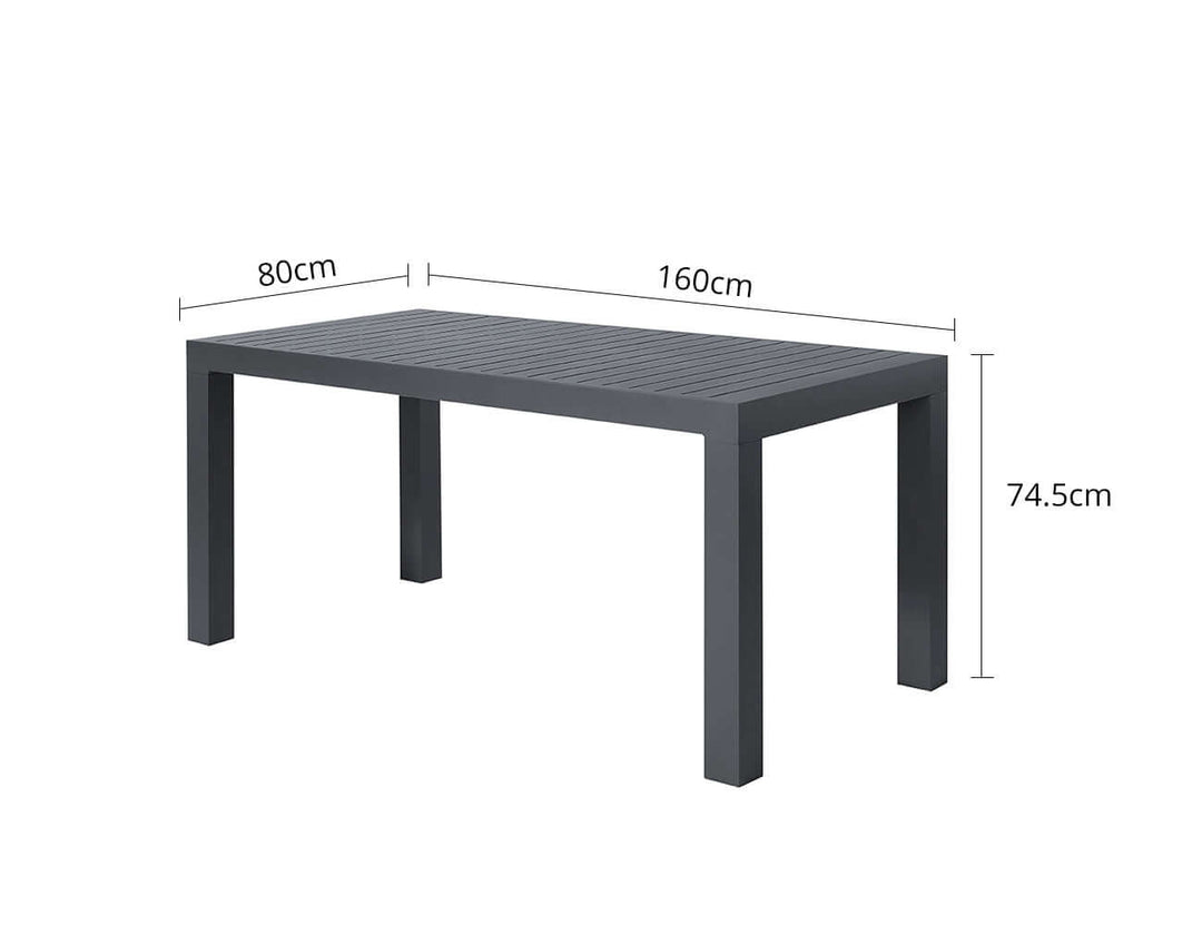 Cirrus Aluminium Outdoor Patio Dining Table 160 X 80cm Colour: Dark Grey