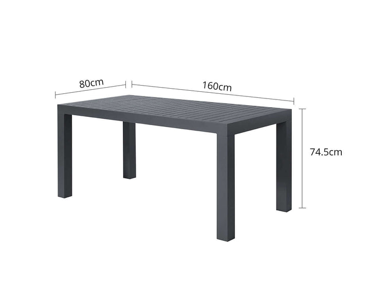 Cirrus Aluminium Outdoor Patio Dining Table 160 X 80cm Colour: Dark Grey