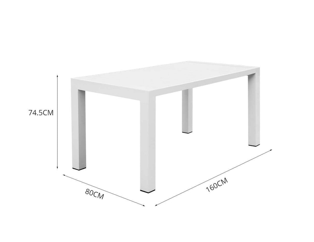 Cirrus Aluminium Outdoor Patio Dining Table 160 X 80cm Colour: Matte White