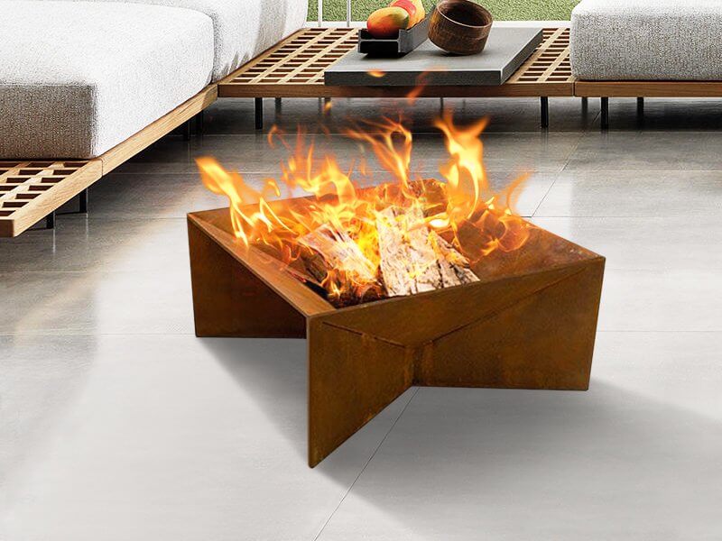 Brazier Fire Pit - Natural Rust Patina Finish Corten Steel 46 × 40 × 28.5cm
