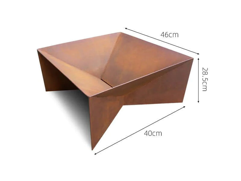 Brazier Fire Pit - Natural Rust Patina Finish Corten Steel 46 × 40 × 28.5cm