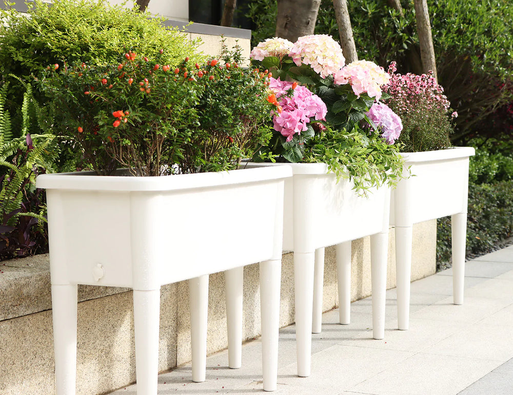 Greenpod Raised Garden Bed with Cover - White