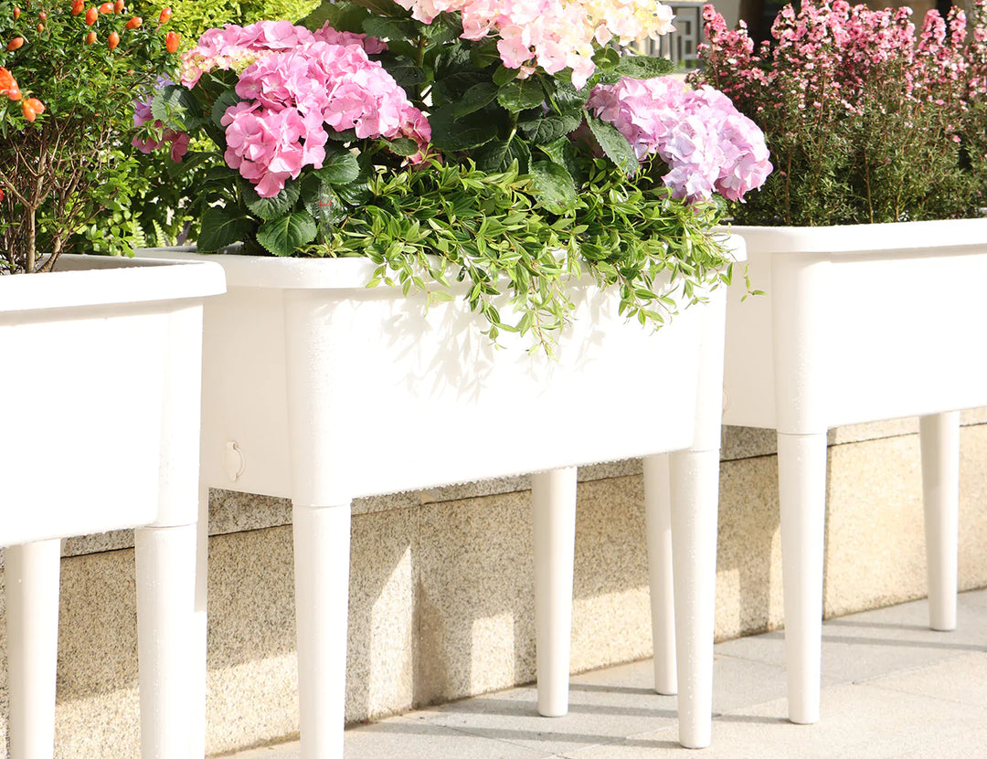 Greenpod Raised Garden Bed with Cover - White