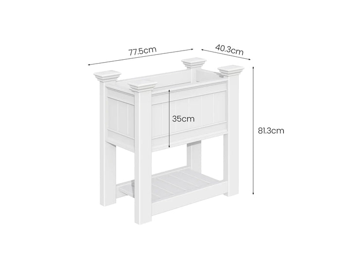 Greenpod Raised PVC Garden Bed w/ Shelf - White