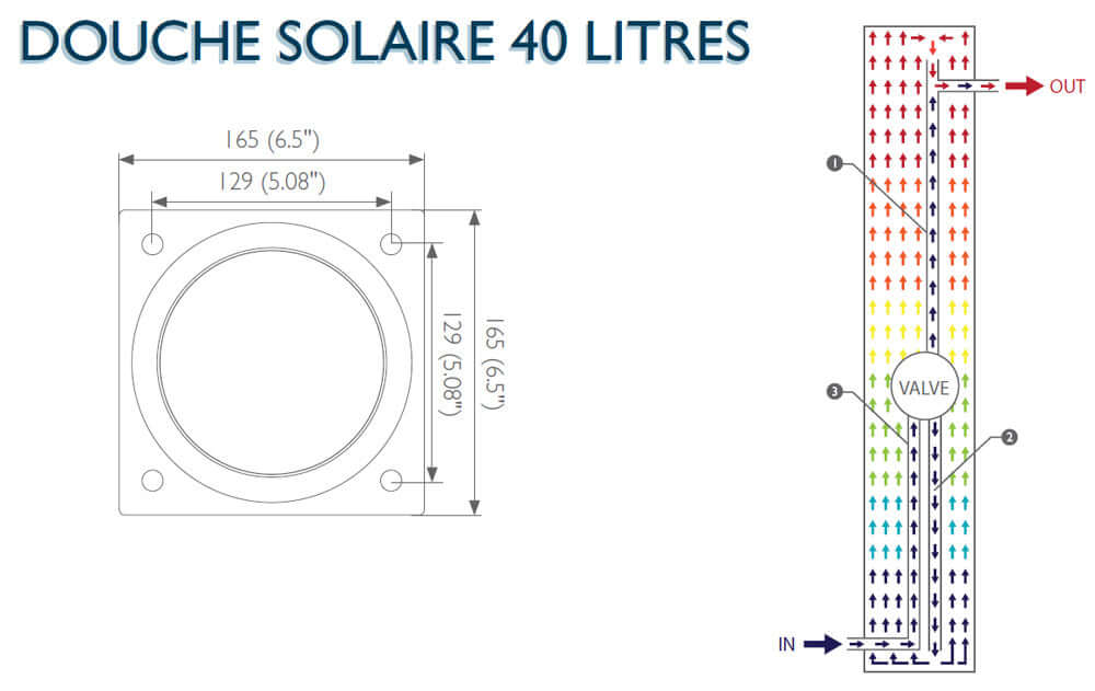Modern Freestanding Outdoor Shower - Solar Heated - 40L