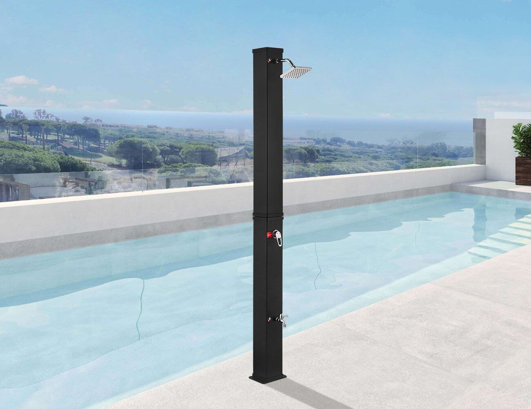 Modern Freestanding Outdoor Shower - Solar Heated - 40L