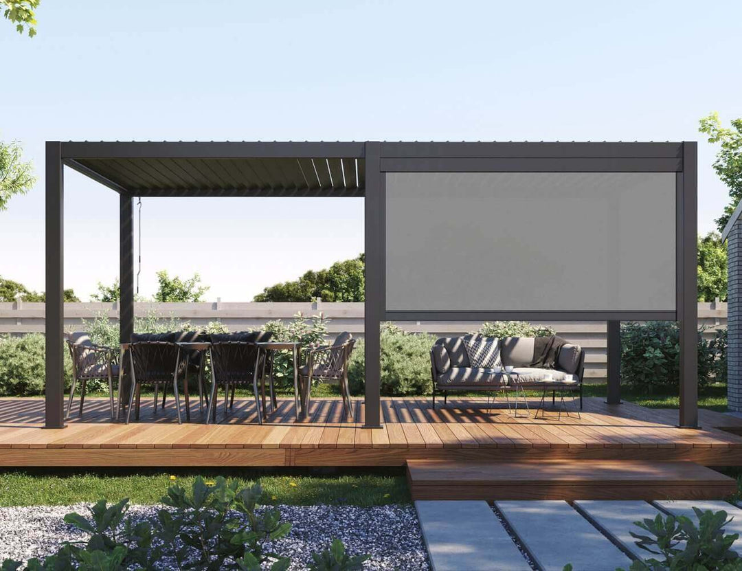 Waihi & Hahei Pergola Retractable Shade Blind - 3m Color: Charcoal