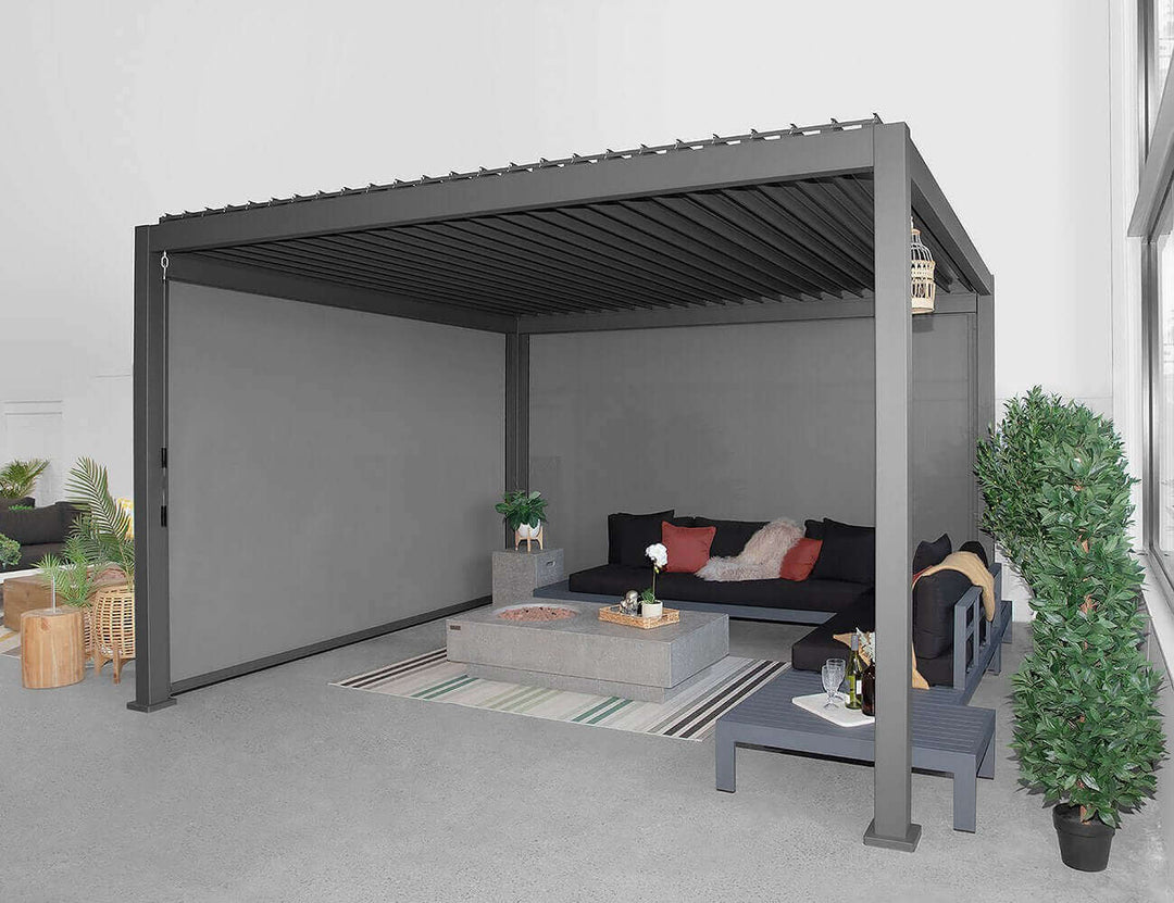 Waihi & Hahei Pergola Retractable Shade Blind - 3m Color: Charcoal