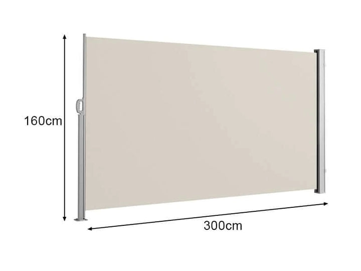 Patio Screen Retractable Side Awning 1.6m x 3 m Color: Beige