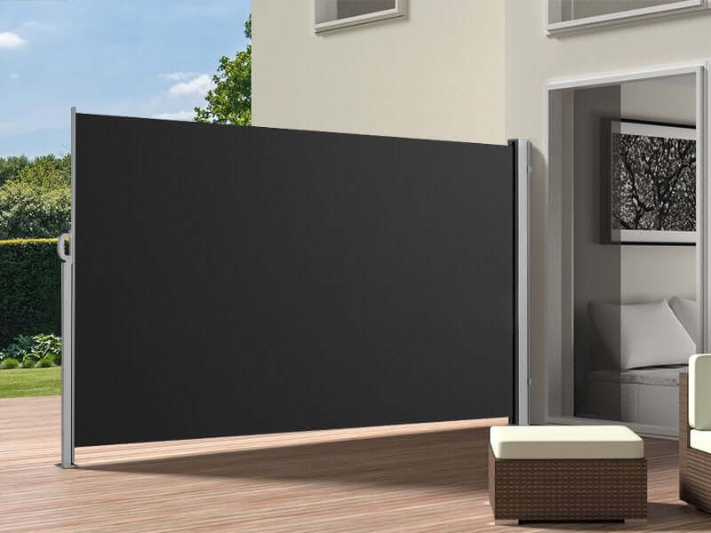 Patio Screen Retractable Side Awning - 1.8m x 3m Color: Black