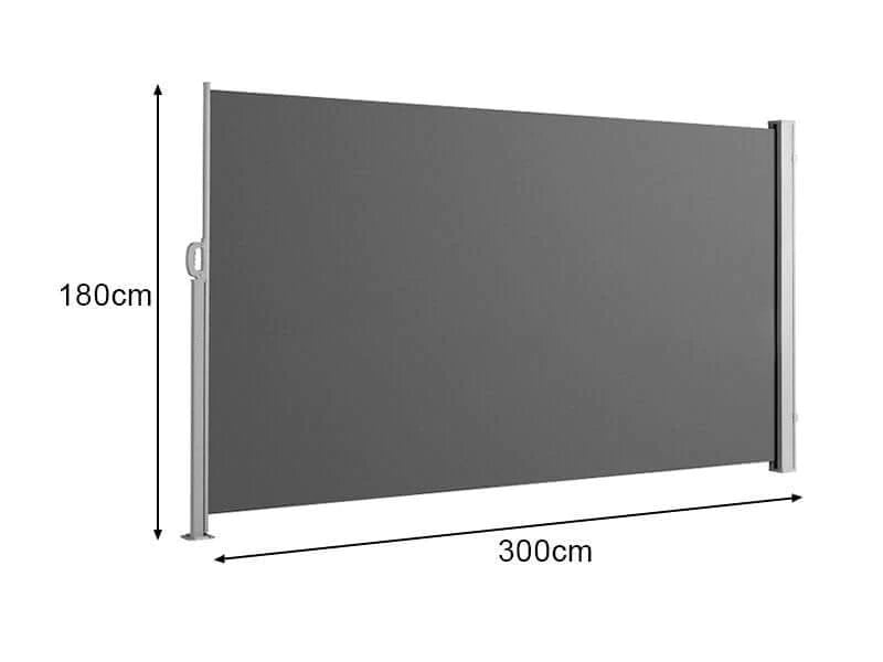 Patio Screen Retractable Side Awning - 1.8m x 3m Color: Grey