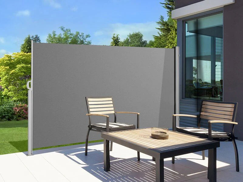 Patio Screen Retractable Side Awning 1.6m x 3 m Color: Gray