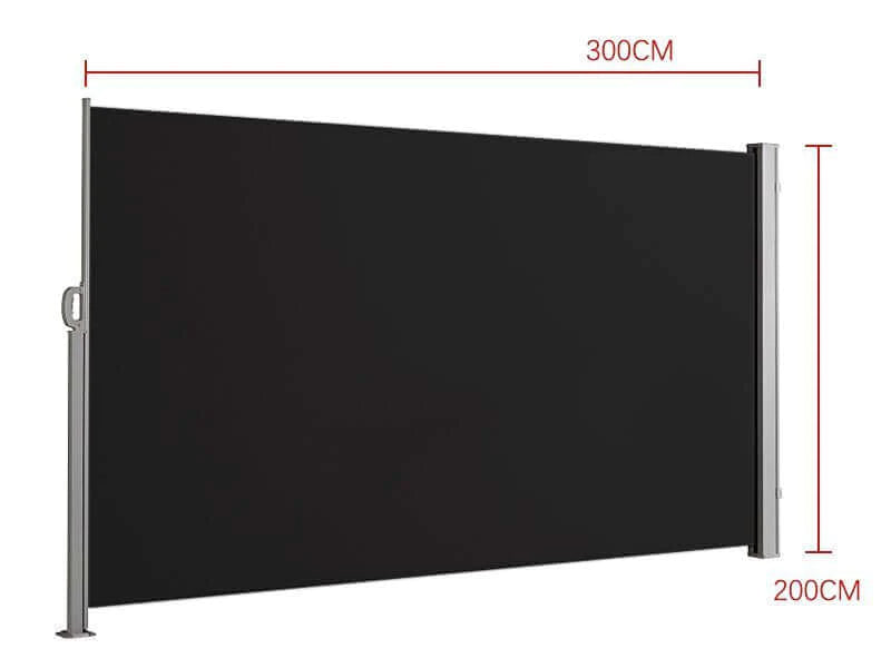 Patio Screen Retractable Side Awning 2m x 3m Color: Black