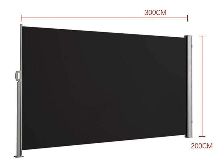 Patio Screen Retractable Side Awning 2m x 3m Color: Black