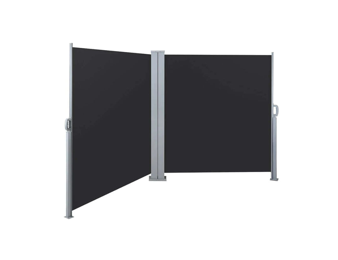 Retractable Double Side Awning, Free-standing Design 1.8m x 6m Color: Black