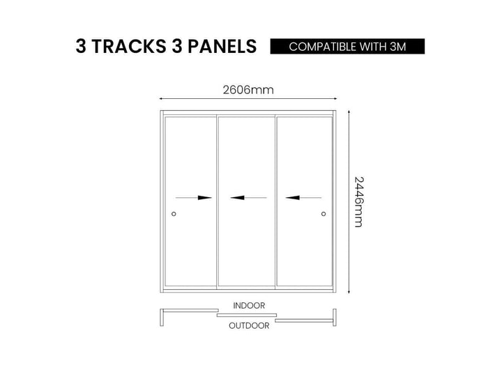 Frame Glass Sliding Door for Tasman Freestanding Pergola Size: 3m Colour: Black