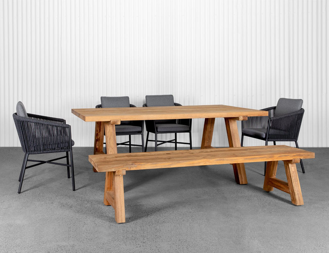 Stalwart Teak A Frame Dining Bench Seat 200cm
