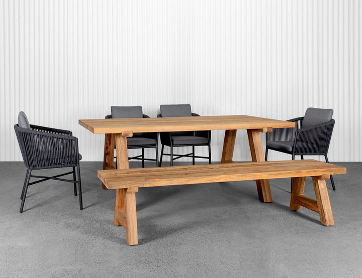 Stalwart Teak A Frame Dining Bench Seat 200cm