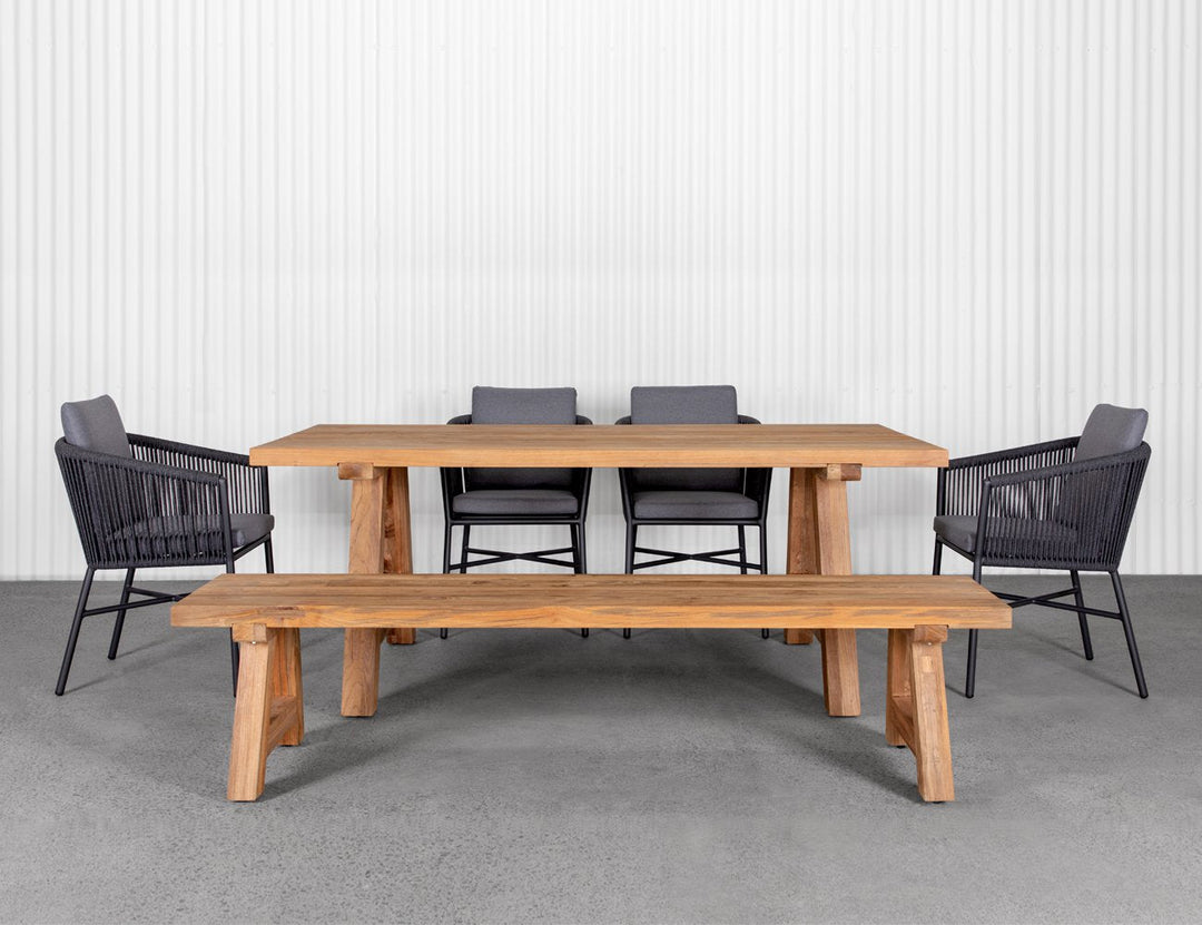 Stalwart Teak A Frame Dining Bench Seat 200cm