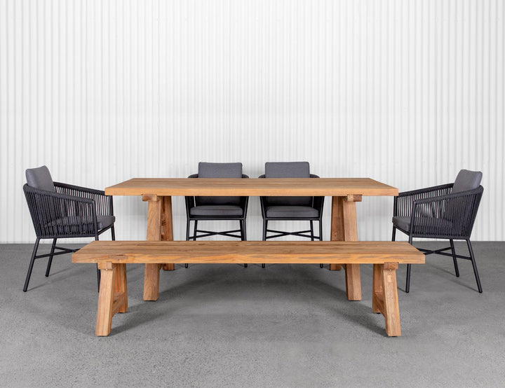 Stalwart Teak A Frame Dining Bench Seat 200cm