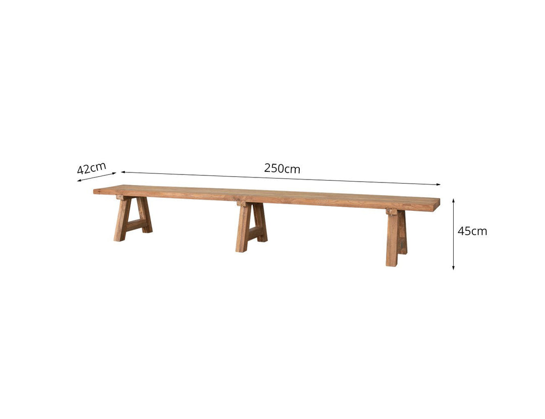 Stalwart Teak A Frame Dining Bench Seat 250cm