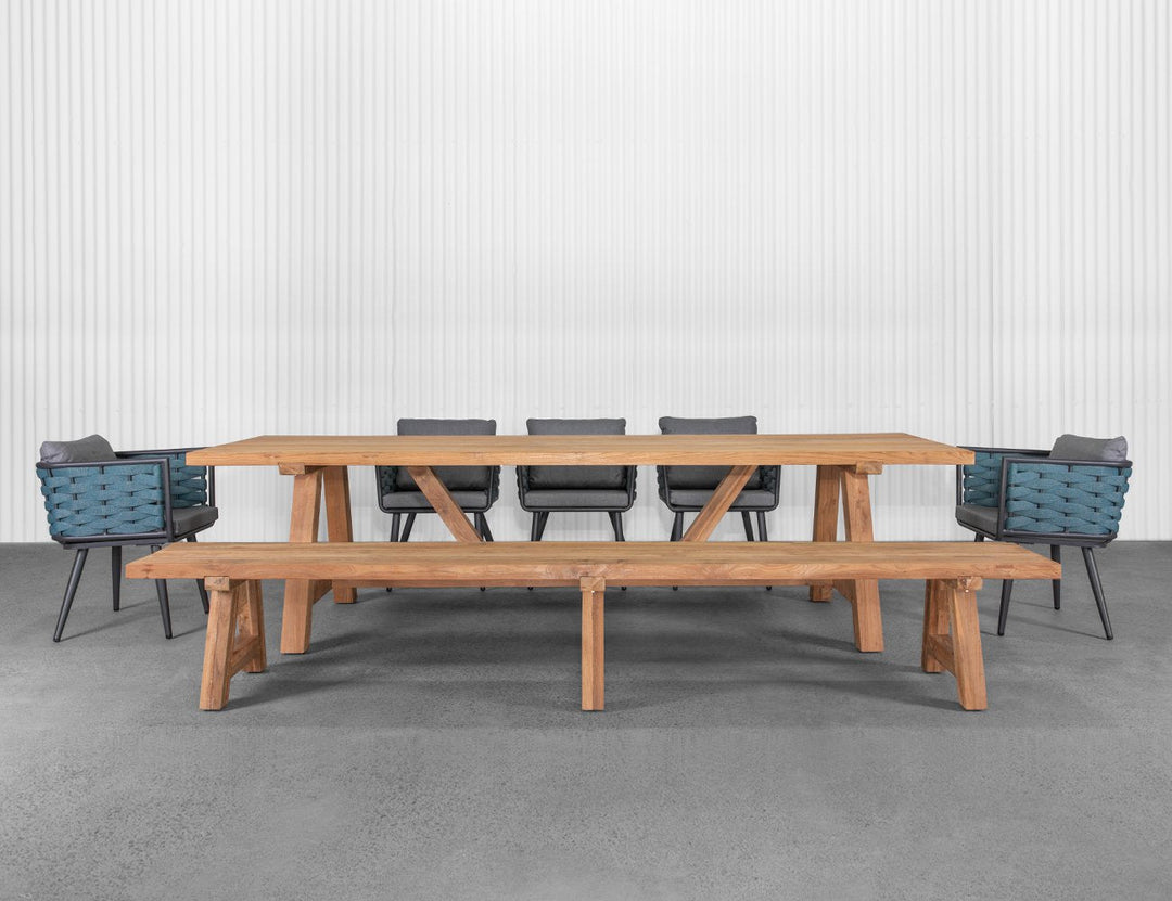 Stalwart Teak A Frame Dining Bench Seat 300cm