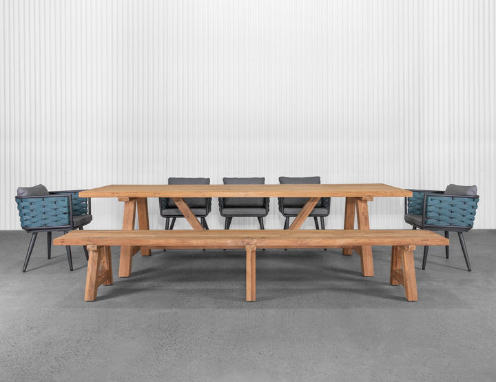 Stalwart Teak A Frame Dining Bench Seat 300cm