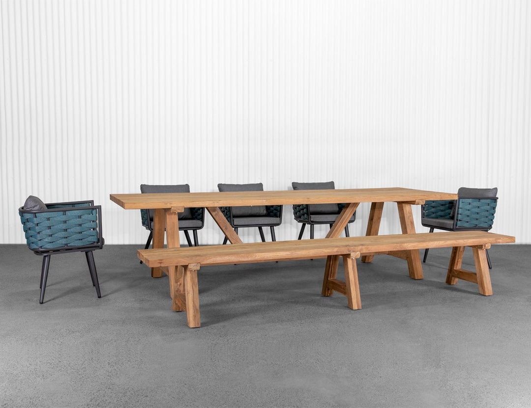 Stalwart Teak A Frame Dining Bench Seat 300cm