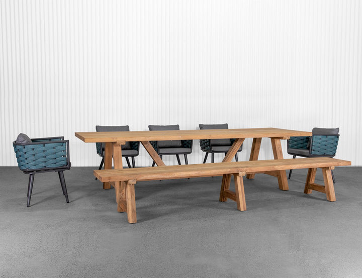 Stalwart Teak A Frame Dining Bench Seat 300cm