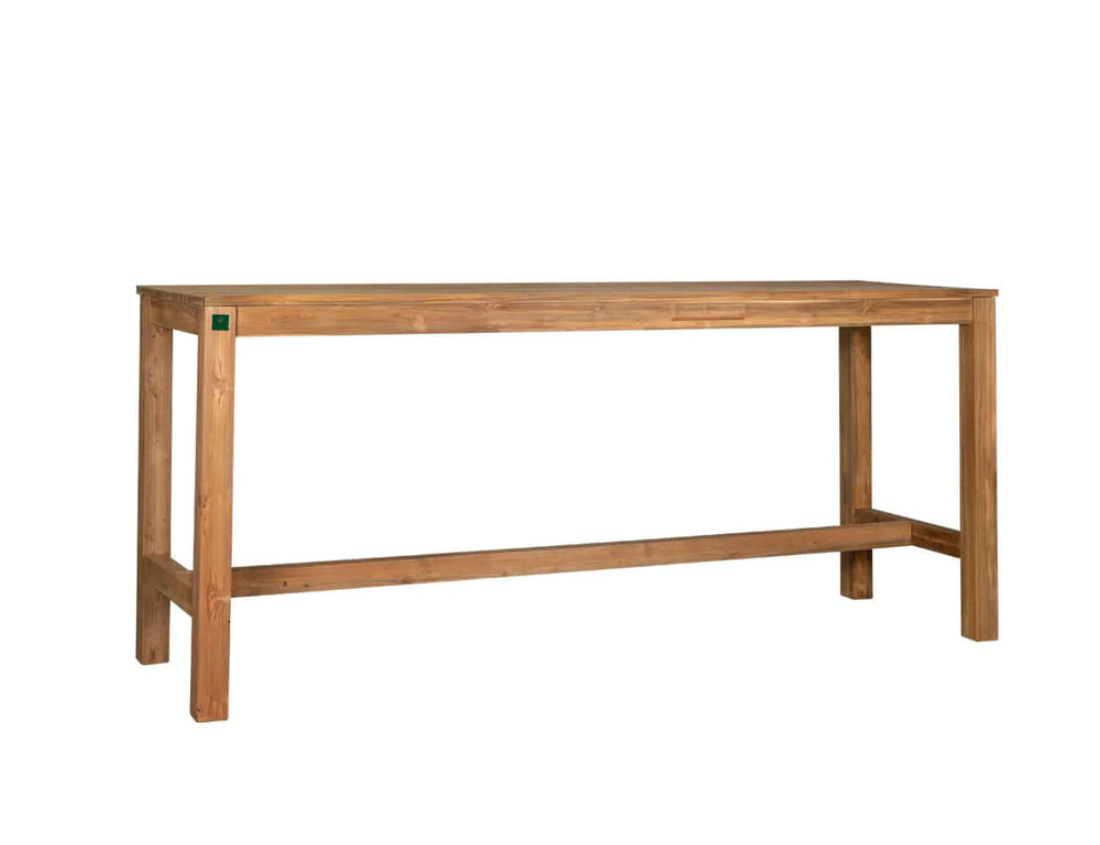 Teak Outdoor Long Bar Leaner Table 250 x 75 x 105cm