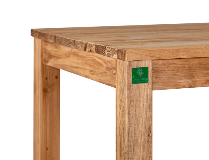 Teak Outdoor Long Bar Leaner Table 250 x 75 x 105cm