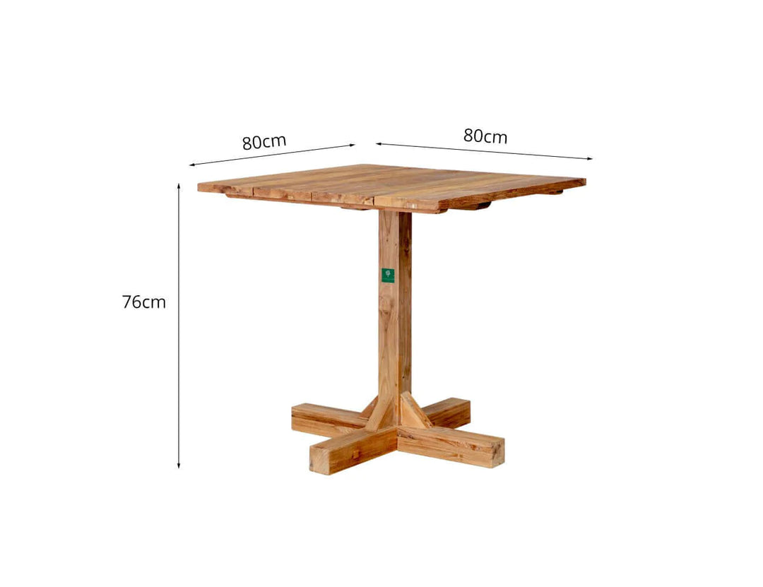 Teak Outdoor Square Bistro Table 80×80cm