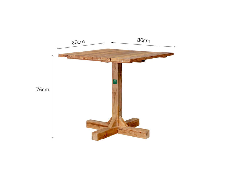 Teak Outdoor Square Bistro Table 80×80cm