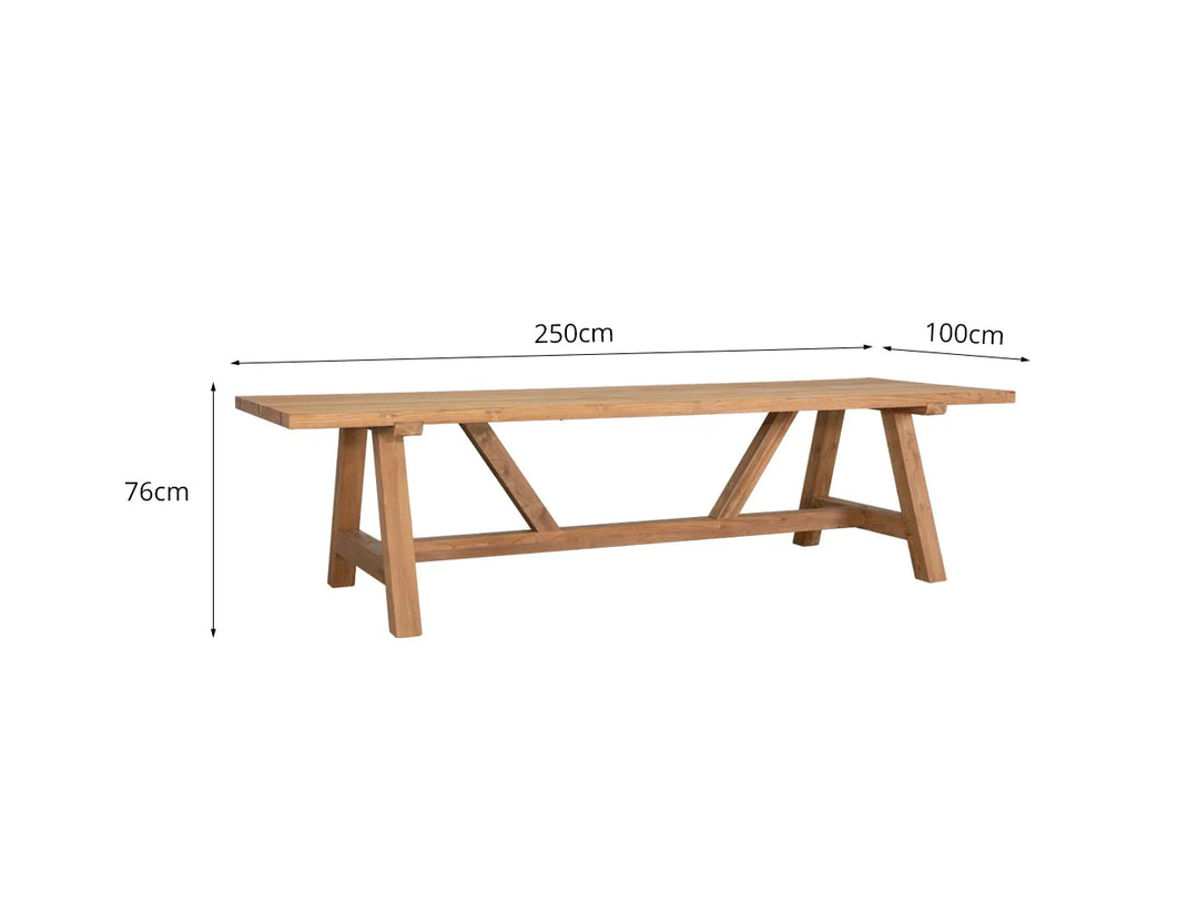 Stalwart Teak Trestle Dining Table 250cm